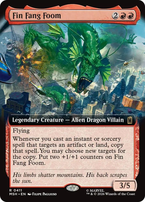 Image for Fin Fang Foom (Extended Art) (411) (Foil) [Marvel Super Heroes] - Magic: The Gathering