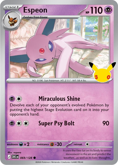 Image for Espeon (069/128) (Holofoil) [ME: 30th Celebration] (30C) - Pokemon