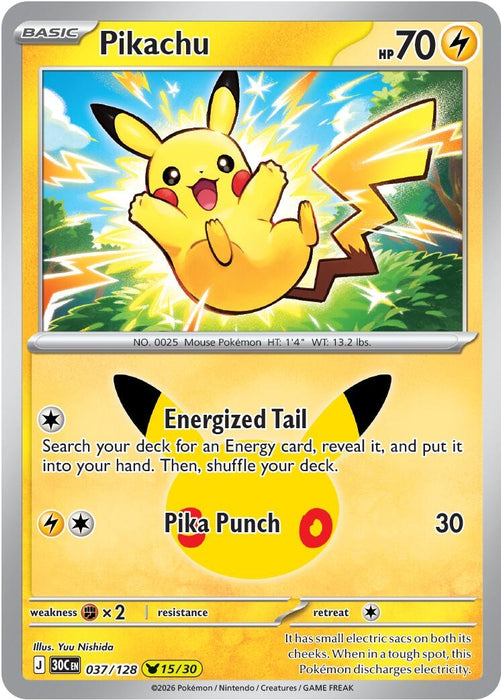 Image for Pikachu (037/128) (Holofoil) [ME: 30th Celebration] (30C) - Pokemon
