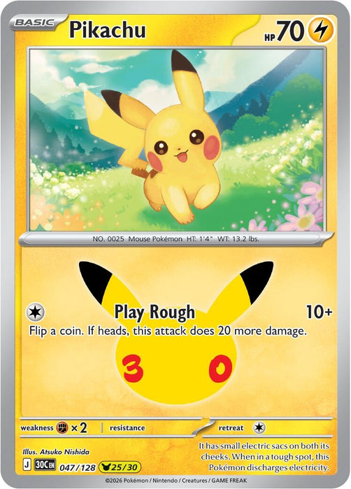 Image for Pikachu (047/128) (Holofoil) [ME: 30th Celebration] (30C) - Pokemon
