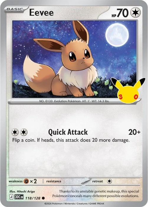 Image for Eevee (118/128) (Holofoil) [ME: 30th Celebration] (30C) - Pokemon