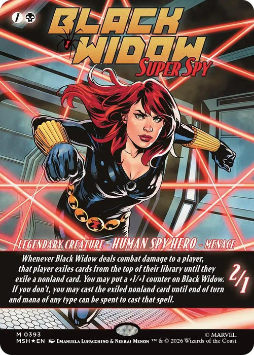 Image for Black Widow, Super Spy (Borderless) (0393) (393) (Foil) [Marvel Super Heroes] - Magic: The Gathering