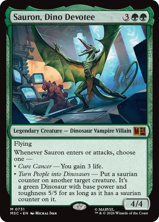 Image for Sauron, Dino Devotee (731) (Foil) [Commander: Marvel Super Heroes] - Magic: The Gathering