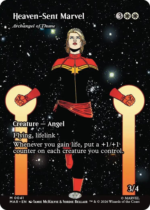 Image for Heaven-Sent Marvel - Archangel of Thune (Borderless) (41) (Foil) [Marvel Universe Eternal-Legal] - Magic: The Gathering