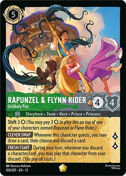 Image for Rapunzel & Flynn Rider - Unlikely Pair (100/204) (Cold Foil) [Attack of the Vine!] (13) - Disney Lorcana