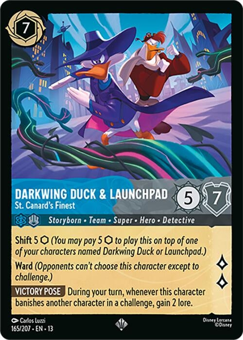 Image for Darkwing Duck & Launchpad - St. Canard's Finest (165/207) (Cold Foil) [Attack of the Vine!] (13) - Disney Lorcana