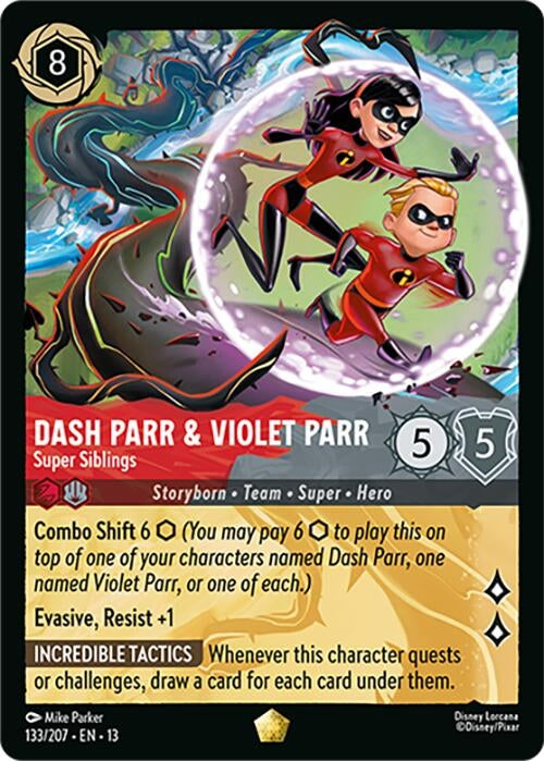 Image for Dash Parr & Violet Parr - Super Siblings (133/204) (Cold Foil) [Attack of the Vine!] (13) - Disney Lorcana
