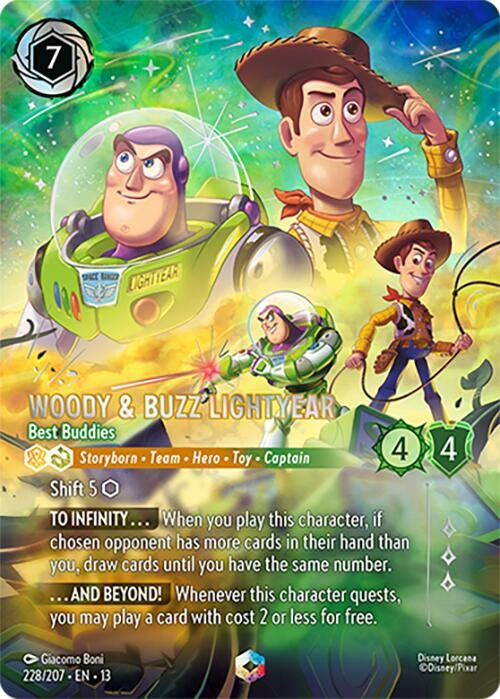 Image for Woody & Buzz Lightyear - Best Buddies (Enchanted) (228/204) (Holofoil) [Attack of the Vine!] (13) - Disney Lorcana