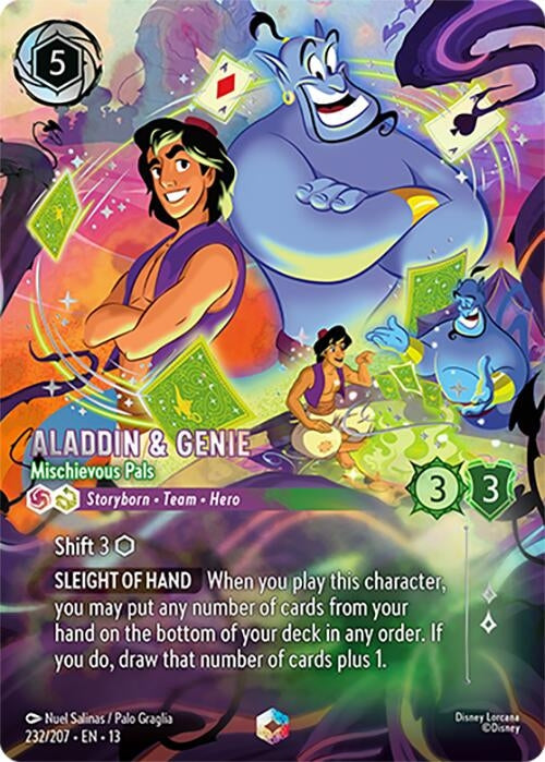Image for Aladdin & Genie - Mischievous Pals (Enchanted) (232/204) (Holofoil) [Attack of the Vine!] (13) - Disney Lorcana