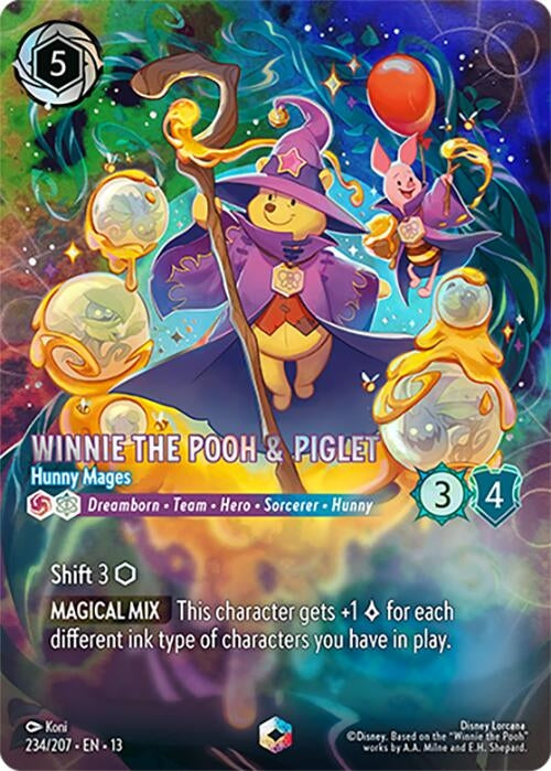 Image for Winnie the Pooh & Piglet - Hunny Mages (Enchanted) (234/204) (Holofoil) [Attack of the Vine!] (13) - Disney Lorcana