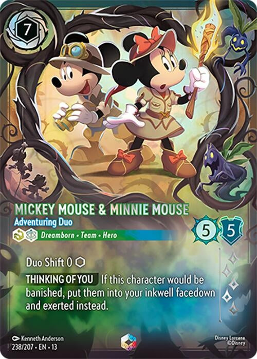 Image for Mickey Mouse & Minnie Mouse - Adventuring Duo (Enchanted) (238/204) (Holofoil) [Attack of the Vine!] (13) - Disney Lorcana