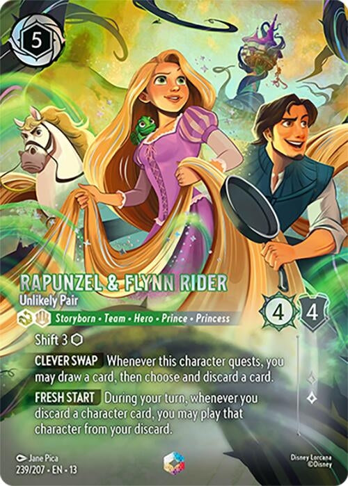 Image for Rapunzel & Flynn Rider - Unlikely Pair (Enchanted) (239/204) (Holofoil) [Attack of the Vine!] (13) - Disney Lorcana