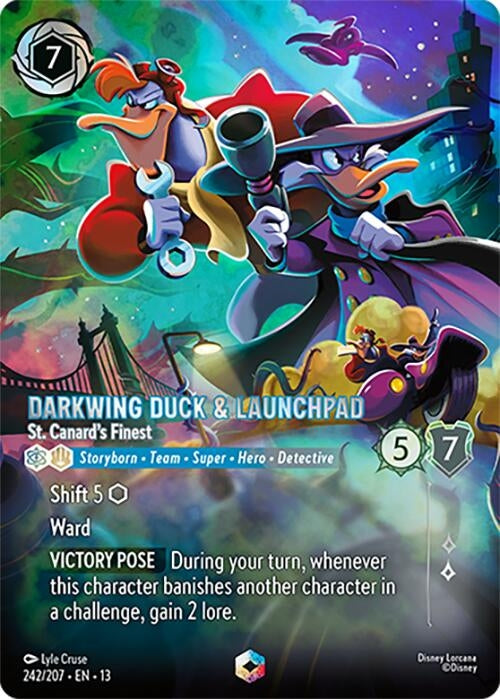 Image for Darkwing Duck & Launchpad - St. Canard's Finest (Enchanted) (242/204) (Holofoil) [Attack of the Vine!] (13) - Disney Lorcana