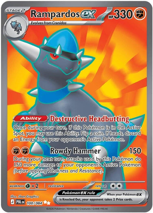 Image for Rampardos ex (100/084) (Holofoil) [ME05: Pitch Black] (ME05) - Pokemon