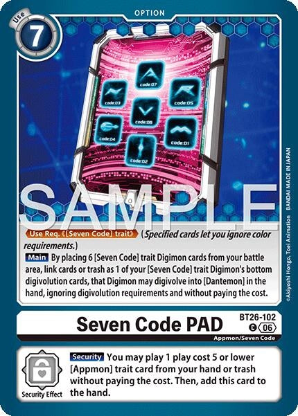 Image for Seven Code PAD (BT26-102 C) [Timeless Bonds] (BT-26) - Digimon Card Game