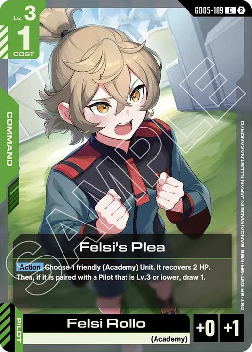 Image for Felsi's Plea (GD05-109) [Freedom Ascension] (GD05) - Gundam Card Game