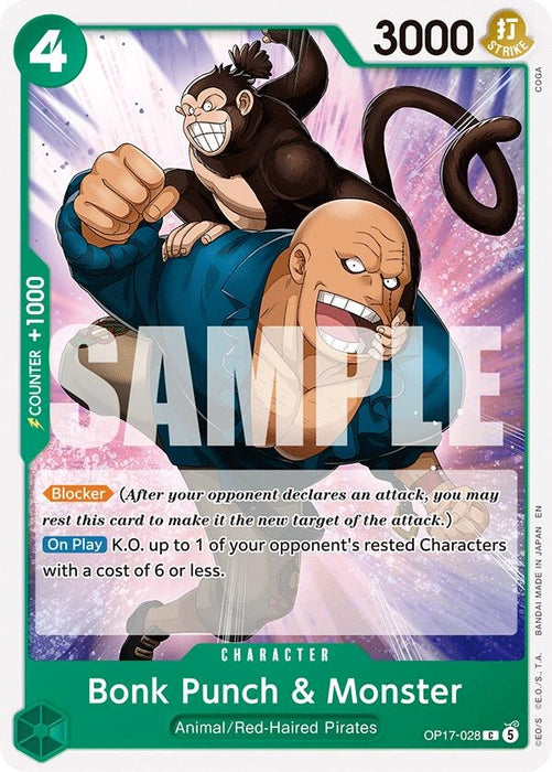 Image for Bonk Punch & Monster (OP17-028) [The World's Strongest Warriors] (OP17) - One Piece Card Game