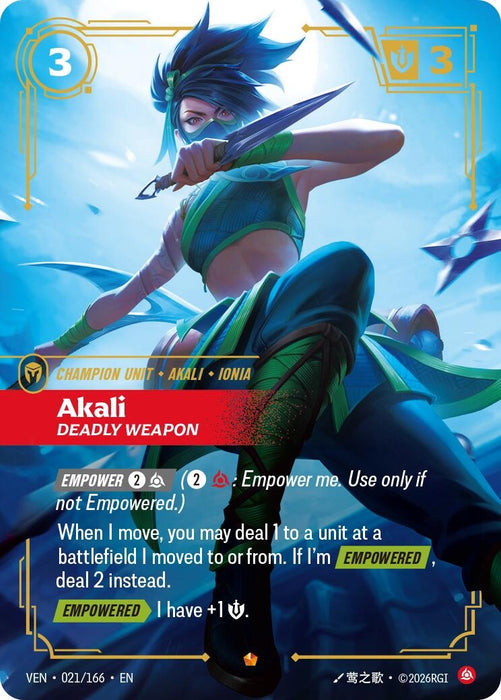 Akali, Deadly Weapon (021/166) (Foil) [Vendetta] (VEN)