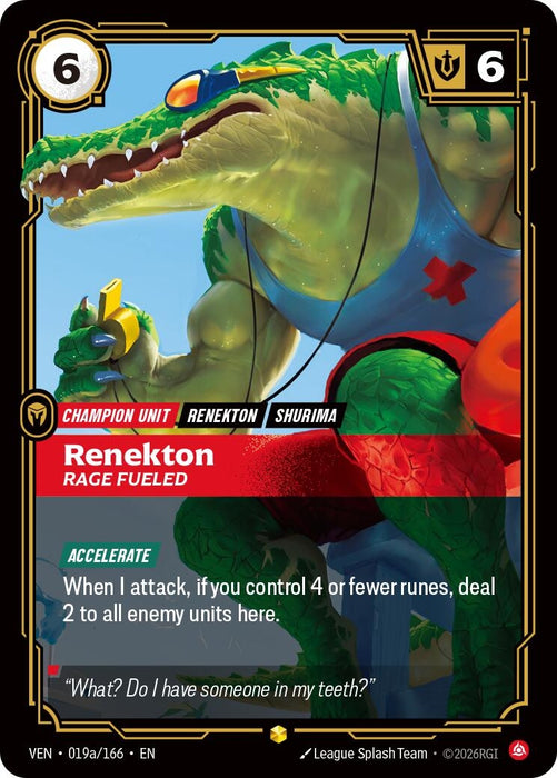 Renekton, Rage Fueled (Alternate Art) (019a/166) (Foil) [Vendetta] (VEN)