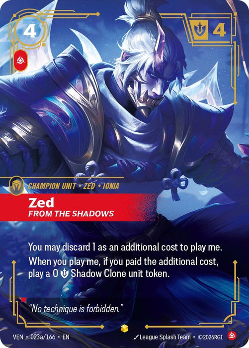 Zed, From the Shadows (Alternate Art) (023a/166) (Foil) [Vendetta] (VEN)