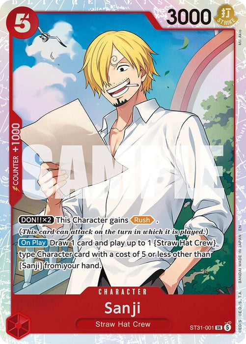 Image for Sanji (ST31-001) (Foil) [Starter Deck 31: RED Monkey.D.Luffy] (ST-31) - One Piece Card Game