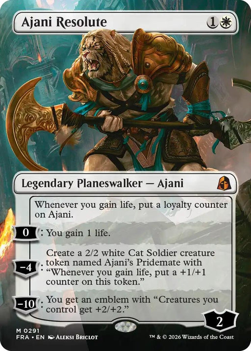 Image for Ajani Resolute (Borderless) (291) [Reality Fracture] (FRA) - Magic: The Gathering