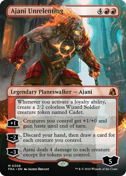 Image for Ajani Unrelenting (Borderless) (308) [Reality Fracture] (FRA) - Magic: The Gathering
