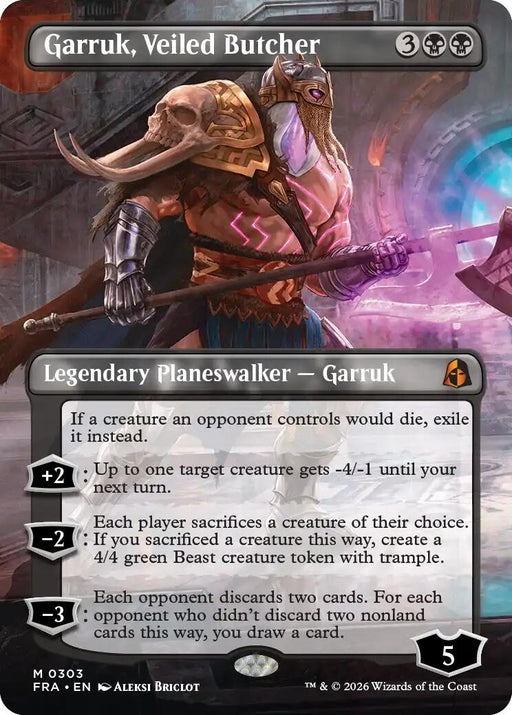 Image for Garruk, Veiled Butcher (Borderless) (303) (Foil) [Reality Fracture] (FRA) - Magic: The Gathering