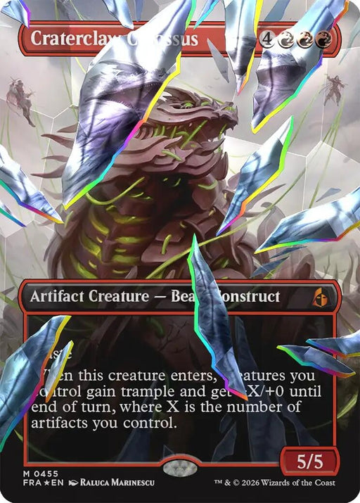 Image for Craterclaw Colossus (Borderless) (Facet Foil) (0455) (455) (Foil) [Reality Fracture] (FRA) - Magic: The Gathering