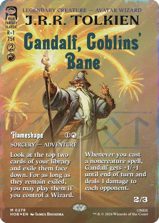 Image for Gandalf, Goblins' Bane (Borderless) (Surge Foil) (278) (Foil) [The Hobbit] (HOB) - Magic: The Gathering