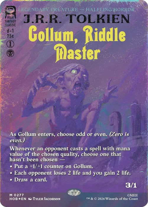 Image for Gollum, Riddle Master (Borderless) (Surge Foil) (277) (Foil) [The Hobbit] (HOB) - Magic: The Gathering