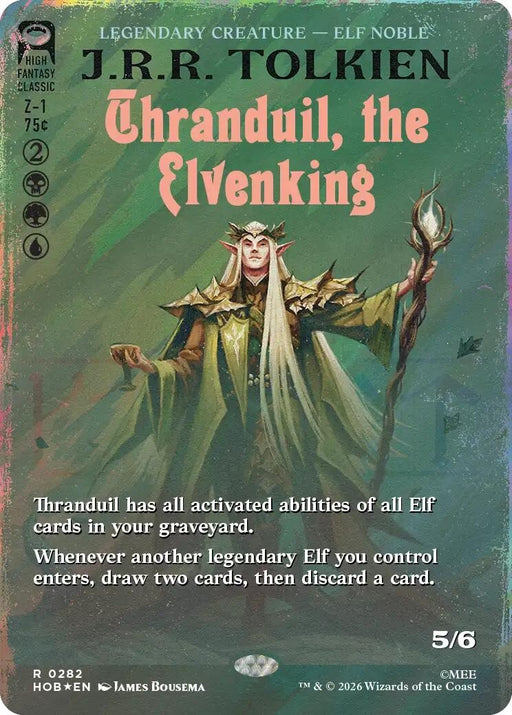 Image for Thranduil, the Elvenking (Borderless) (Surge Foil) (282) (Foil) [The Hobbit] (HOB) - Magic: The Gathering