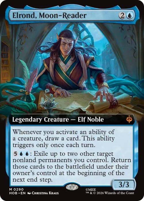 Image for Elrond, Moon-Reader (Extended Art) (290) [The Hobbit] (HOB) - Magic: The Gathering