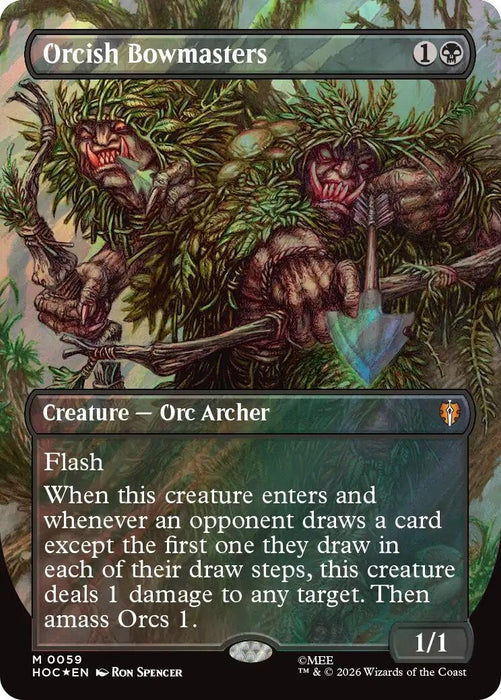 Image for Orcish Bowmasters (Borderless) (Surge Foil) (59) (Foil) [The Hobbit: Eternal-Legal] (HOC) - Magic: The Gathering