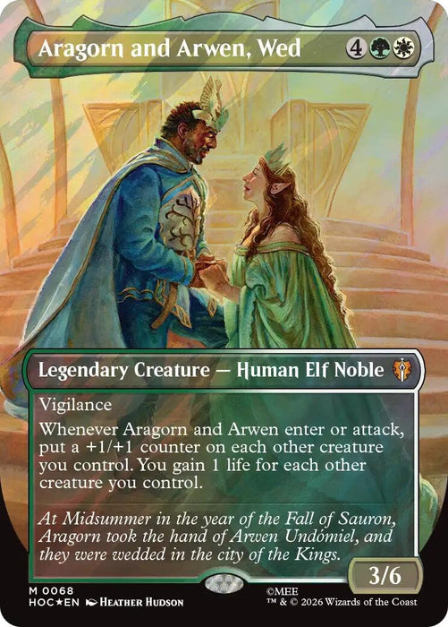 Image for Aragorn and Arwen, Wed (Borderless) (Surge Foil) (68) (Foil) [The Hobbit: Eternal-Legal] (HOC) - Magic: The Gathering