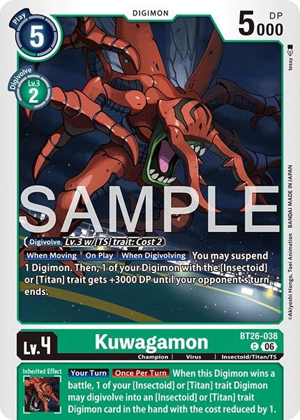 Image for Kuwagamon (BT26-038 C) [Timeless Bonds] (BT-26) - Digimon Card Game