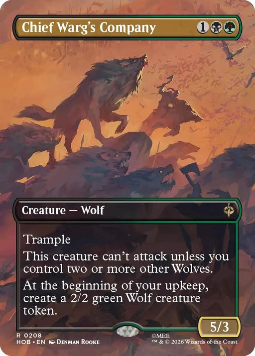 Image for Chief Warg's Company (Borderless) (208) (Foil) [The Hobbit] (HOB) - Magic: The Gathering