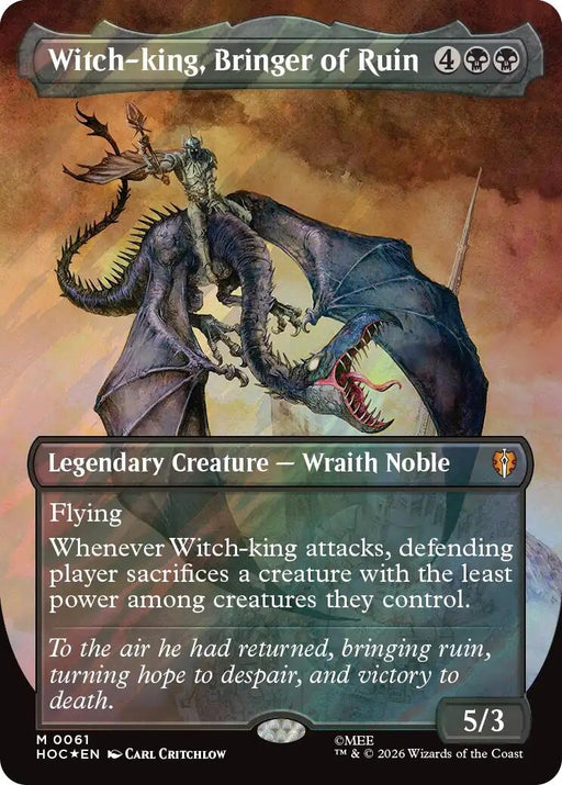 Image for Witch-king, Bringer of Ruin (Borderless) (Surge Foil) (61) (Foil) [The Hobbit: Eternal-Legal] (HOC) - Magic: The Gathering