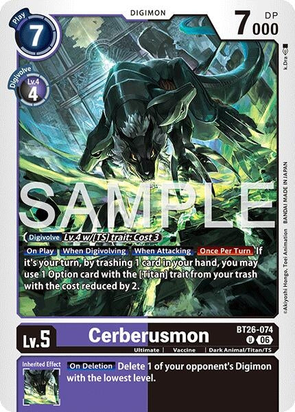 Image for Cerberusmon (BT26-074 U) [Timeless Bonds] (BT-26) - Digimon Card Game