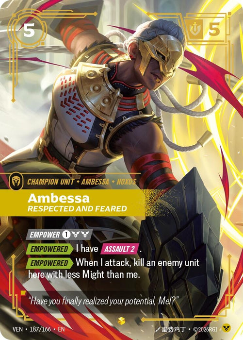 Ambessa, Respected and Feared (Overnumbered) (187/166) (Foil) [Vendetta] (VEN)