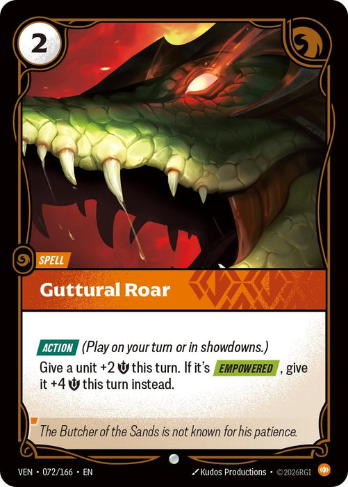 Image for Guttural Roar (072/166) (Foil) [Vendetta] (VEN) - Riftbound: League of Legends Trading Card Game