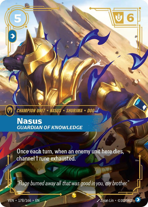 Nasus, Guardian of Knowledge (Overnumbered) (178/166) (Foil) [Vendetta] (VEN)