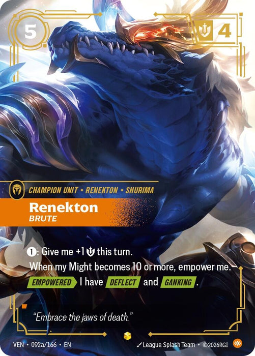 Renekton, Brute (Alternate Art) (092a/166) (Foil) [Vendetta] (VEN)