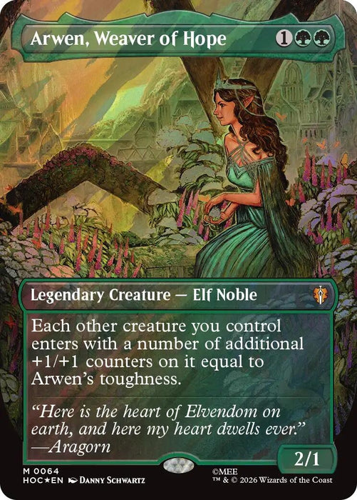 Image for Arwen, Weaver of Hope (Borderless) (Surge Foil) (64) (Foil) [The Hobbit: Eternal-Legal] (HOC) - Magic: The Gathering