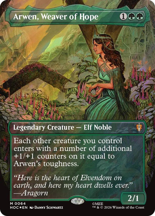Image for Arwen, Weaver of Hope (Borderless) (Surge Foil) (64) (Foil) [The Hobbit: Eternal-Legal] (HOC) - Magic: The Gathering