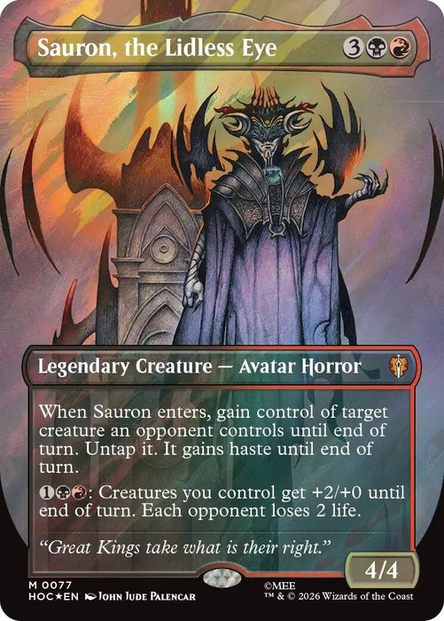 Image for Sauron, the Lidless Eye (Borderless) (Surge Foil) (77) (Foil) [The Hobbit: Eternal-Legal] (HOC) - Magic: The Gathering