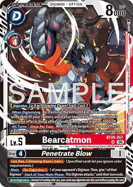 Image for Bearcatmon // Penetrate Blow (BT26-057 SR) (Foil) [Timeless Bonds] (BT-26) - Digimon Card Game