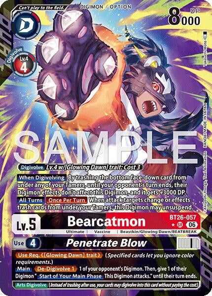 Image for Bearcatmon // Penetrate Blow (Alternate Art) (BT26-057 SR) (Foil) [Timeless Bonds] (BT-26) - Digimon Card Game