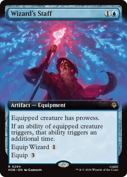 Image for Wizard's Staff (Extended Art) (294) (Foil) [The Hobbit] (HOB) - Magic: The Gathering