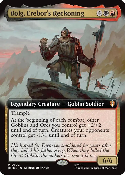 Image for Bolg, Erebor's Reckoning (Extended Art) (102) [The Hobbit: Eternal-Legal] (HOC) - Magic: The Gathering